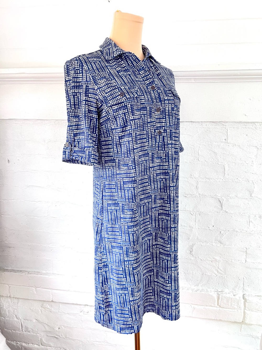 J McLaughlin Lawrence Dress Caribe Blue and White Catalina Cloth Size Small - Picture 4 of 12